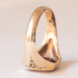 Anello vintage da sigillo in oro 14K con agata, anni ‘50/‘60