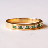 Anello vintage in oro 18K con smeraldi (0.12ctw ca.) e diamanti (0.10ctw ca.), anni ‘70