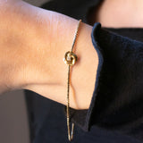 Braccialetto vintage in oro giallo 14K con diamante (0.01ct ca.), anni ‘60/‘70