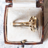 Anello vintage da cocktail in oro 14K con quarzo fumè, anni ‘60