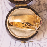 Anello vintage in oro giallo 18K con acquamarina e tormaline rosa, anni ‘60