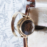 Anello vintage da cocktail in oro 14K con quarzo fumè, anni ‘60