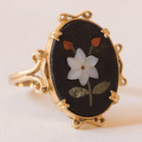 Anello vintage in oro giallo 18K con mosaico, anni ‘70/‘80