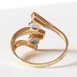 Anello vintage in oro 18K con zaffiri e diamante, anni ‘70