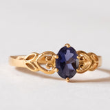 Anello vintage in oro 8K con iolite viola, anni ‘70/‘80