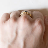 Anello vintage in oro 14K con zaffiri, anni ‘60/‘70