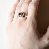 🔮 Anello vintage in oro 9K con ametista e diamanti, anni ‘70