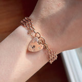 Braccialetto vintage in oro rosa 8K con lucchetto a cuore, 1990