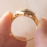 Anello vintage in oro 18K con zaffiri e diamanti