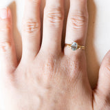 Anello vintage in oro 18K con acquamarina, anni ‘50/‘60