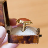 Anello vintage in oro 18K con corallo, anni ‘60/‘70