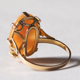 Anello vintage in oro 18K con cammeo su conchiglia, anni ‘60