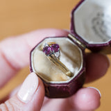 Contrarier ring in 14K gold with rubies (approx.0.25ctw) and diamonds (approx.0.05ctw), 1970s