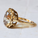 Vintage cocktail ring in 14K gold with yellow citrine quartz, 1960s