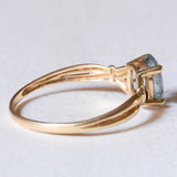 Anello vintage in oro 18K con acquamarina, anni ‘50/‘60