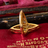 Anello a navette vintage in oro 18K con diamanti (1ctw ca.), anni ‘70