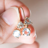 Boucles d'oreilles vintage en or 14 carats avec aigues-marines, années 70/80