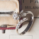 Anello vintage in oro bianco 18K con diamanti (0.29ctw ca.), anni ‘70