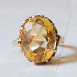 Vintage cocktail ring in 14K gold with yellow citrine quartz, 1960s