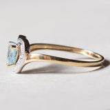 Anello vintage a cuore in oro 9K con topazio azzurro, anni ‘70