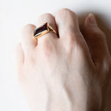 🥀 Anello vintage in oro 18K con granato, anni ‘40/‘50