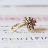 Anello vintage in oro 8K con rubini, anni ‘50