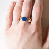 Anello da sigillo vintage in oro 14K con lapislazzuli, anni ‘50/‘60