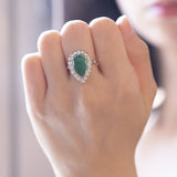 Bague marguerite en or blanc 18 carats avec émeraude (2,37 ct) et diamants (0,50 ct)