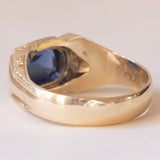 Anello vintage da uomo in oro 12K con pasta di vetro blu, anni ‘50