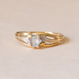 Anello vintage in oro 18K con pasta di vetro azzurra, anni ‘50