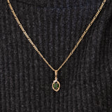 Demi parure con orecchini e ciondolo in oro 8K con cromodiopsidi e diamanti, anni ‘80