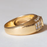 Anello vintage in oro 18K con topazio blu e diamanti (0.56ctw ca.), anni ‘70/‘80
