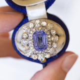 Anello convertito da susta in platino e oro bianco 18K con tanzanite (3ct ca.) e diamanti (1ctw ca.)