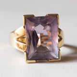 Anello vintage da cocktail in oro 14K con ametista (7ct ca.), anni ‘60/‘70