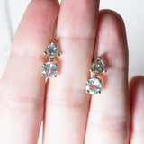 Boucles d'oreilles vintage en or 14 carats avec aigues-marines, années 70/80