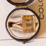 Anello vintage da cocktail in oro 18K con quarzo citrino, anni ‘50/‘60
