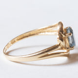 Anello vintage in oro 18K con topazio azzurro, anni ‘50/‘60