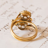 Toi et Moi antico in oro 12K con paste di vetro bianche, primi del ‘900