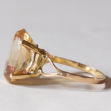 Anello vintage da cocktail in oro 18K con quarzo citrino (6ct ca.), anni ‘50/‘60