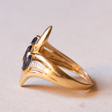 Anello vintage in oro 18K con zaffiri, anni ‘60