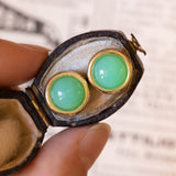 Orecchini vintage in oro 9K con crisoprase verde acqua, anni ‘60