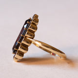 Anello vintage a margherita in oro 8K con granati, anni ‘60