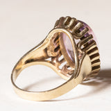 Anello vintage da cocktail in oro 8K con ametista di taglio cabochon, anni ‘50/‘60