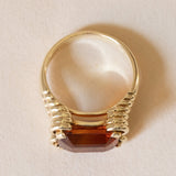 Vintage cocktail ring in 14K gold with citrine quartz, 1960s