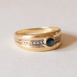 Anello a fascia vintage in oro 18K con topazio, anni ‘50/‘60