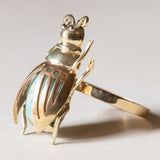 🪲 Anello convertito da copri bottone a insetto in oro 18K e in oro 14K con turchese