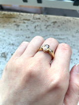 Bague vintage en or 14 carats avec quartz citrine et diamants, années 60/70