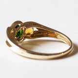 🎃 Anello trilogy vintage in oro 9K con cromodiopside e quarzi arancioni, anni ‘80
