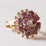 Anello vintage in oro 18K con rubini, anni ‘60/‘70