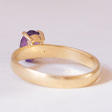 🔮 Anello vintage in oro 18K con ametista, anni ‘60